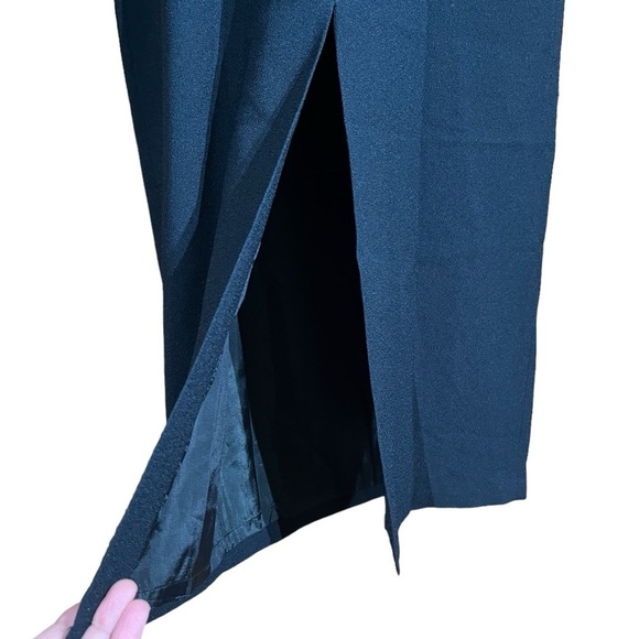 VTG Carole Little Black Halter Midi Sheath Dress Sheer Cowl Neck Date Formal - Picture 9 of 12